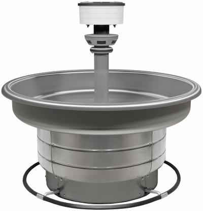 BRADLEY Wash Fountain: Silver, Stainless Steel, Circular, 36 in Overall Wd - Foot-Operated Push Bar Wash Fountains