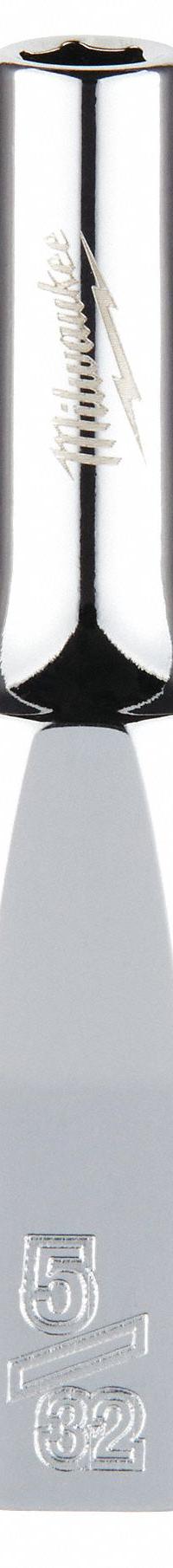MILWAUKEE Deep Well Socket: SAE, 1/4 in Drive Size, 5/32 in Socket Size, 6-Point, Deep, Chrome (MPN 45-34-9011). Key specifications — attr1204417: MILWAUKEE; attr1204392: Chrome.