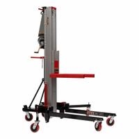 JET Material Lift: 650 lb, Adj Base, With Outriggers, 67 in L x 26 in W x 136 in H Overall Dim (MPN JT1-2409). Key specifications — Width Across Forks: 17 in; Frame Material: Steel; Caster/Wheel Configuration: (4) Swivel; Brand: JET.