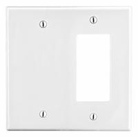 HUBBELL Wall Plate: Combo, 2 Gang, White, Std Size (MPN P1326W). Key specifications — Brand: HUBBELL; Material: Polycarbonate.