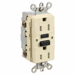 HUBBELL GFCI Receptacle: Duplex, 5-15, Ivory, GFCI, 125V AC, 15 A, 2 Pole / 3 Wire (MPN GFSG5262I)