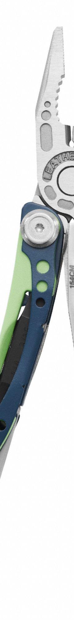 LEATHERMAN Pliers: Multi-Tool Plier, 7 Tools, 7 Functions, 4 in Closed Lg, 6 in Open Lg, SEAFOAM (MPN 833122). Key specifications — attr15951: LEATHERMAN; attr15966: 25-year warranty; attr10312: SEAFOAM; attr15960: One-hand Operable Features; attr15963: Stainless Steel; attr15971: Multi-Tool Plier; attr15972: Included bits Phillips #1 & #2, Screwdriver 1/4" & 3/16"; attr15977: Fold Open.
