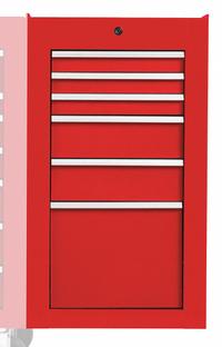 PROTO Side Cabinet: Red, 6 Drawers, Keyed, 19 in W x 25 1/4 in D x 34 in H, Red / Gloss, 550S (MPN J551934-6RD-SC). Key specifications — Brand: PROTO; Drawer Color: Red; Drawer Slide Type: Ball Bearing; Series: 550S; Locking System: Keyed.