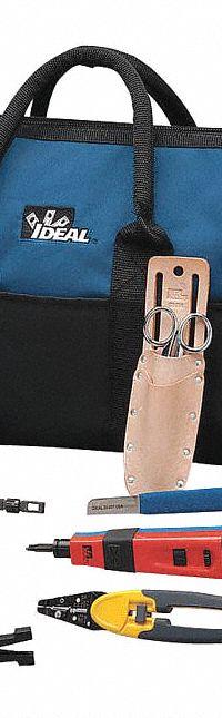 IDEAL Communications Tool Kit: 11 Total Pcs, Drivers and Bits/Electrical and Telecom Tools, Tool Bag (MPN 33-706). Key specifications — attr549013: None; attr549011: (1) Cable Crimper; attr549010: None; attr549007: (1) Scissors; attr549012: (1) Multi-Bit Screwdriver; attr539015: IDEAL.