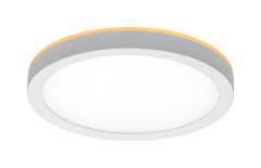 LED Flush Mount: 8 in Dia, White, 2 1/2 in Ht, 800 lm, 3000K/4000K/5000K, 12 W, 120V AC (MPN 56568114). Key specifications — attr1261996: 3000K; attr1262004: Brushed Nickel; attr1262010: LED; attr1262027: Nightlight; attr1262000: Round; attr1262021: 120V AC; attr1262025: No; attr1262028: Flush Mount.