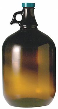 QORPAK Jug: Amber, Uncoated Bottle, Glass, 3.79 L, 165 mm, Includes Closure, 297 mm Overall Ht, Urea (MPN GLC-02043). Key specifications — attr1371258: Yes; attr1371256: Shouldered; attr1371264: QORPAK; attr1371229: Uncoated Bottle.