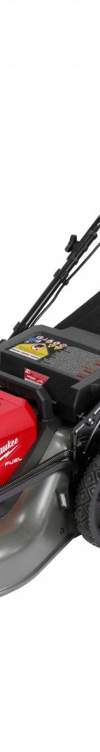 MILWAUKEE Battery-Powered Lawn Mower Kit: Self-Propelled, 21 in Cutting Wd, Side Discharge Location (MPN 2823-22HD). Key specifications — Run Time: 60 min; Cutting Height Adjustment: Single-Point; Battery Platform: M18™ REDLITHIUM™; Deck Material: Steel; Brand: MILWAUKEE; Speed Settings: Variable; Filter - Kit Contents: Battery Included; Power Source: Battery-Powered.