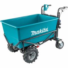 MAKITA Material Handling Flat Bucket: 661 lb Max Load Capacity, 4 Wheels, 36V LXT, 36 V, Tool Only (MPN XUC06Z). Key specifications — Tray Material: Not Rated; Battery Capacity: Battery Not Included.