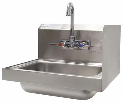 ADVANCE TABCO Hand Sink: 1 Stations, 5 in Bowl Dp, 14 in Bowl Lg, 10 in Bowl Wd - One-Station Wall-Mounted Hand Sinks with Faucets