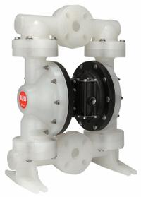 ARO Double Diaphragm Pump: Polypropylene Body, 1 1/2 in, Flange Connection, 126 gpm, PP Seat (MPN PD15P-YPS-PAA). Key specifications — Brand: ARO; Seat Material: PP; Check Valve Material: Santoprene.