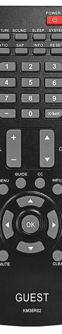 RCA Guest Remote Control: RCA, KM38R02, 22P325/22P326/22P327/22P328/22P329/22P330/22P331/22P332. Key specifications — Manufacturer Part Number: KM38R02; Brand: RCA; Color: Black; For Use With: 22P328; Compatible With_Broad: RCA.