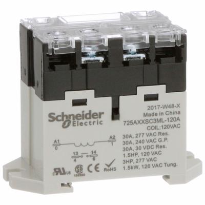 SCHNEIDER Enclosed Power Relay: DIN-Rail & Surface Mounted, 30 A Current Rating, 120V AC - Combination DIN-Rail & Surface-Mounted Relays