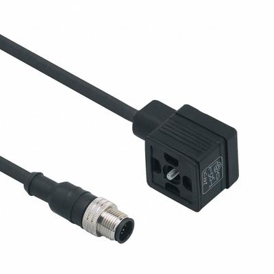 IFM Patch cable: M12 Male Straight x DIN Form A, 2 ft Cable Lg, PUR, Black - DIN Form A Solenoid Connector x M12 Cordsets