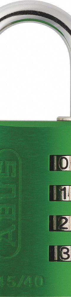 ABUS Combination Padlock: Scrolling Combo, Black, Aluminum, Std Shackle, Steel Shackle (MPN 97115). Key specifications — Dial Color: Black; Brand: ABUS.