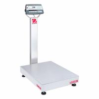 OHAUS Industrial Bench Scale: 18 in x 24 in, Not IP Rated, Column-Mounted, Stainless Steel (MPN D52P50RTX2). Key specifications — Connection Ports: Wi-Fi®; Readability: 0.005 lb/2 g; Brand: OHAUS; Weighing Surface Material: Stainless Steel.