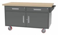 GREENE MANUFACTURING, INC. Mobile Cabinet Workbench: 60 in x 30 in, Butcher Block, Gray, Lower Shelf (MPN MG-66.M). Key specifications — Assembly: Fully Assembled; Brand: GREENE MANUFACTURING, INC..