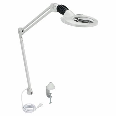 VISION-LUXO Round Magnifier Light: LED, 1.75x, 3 Diopter, 900 lm Max Brightness - Desk-Clamp Magnifier Lights