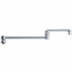 CHICAGO FAUCETS Spout: Spout, Arc, Double Jointed/Swivel Spout, Brass, Polished Chrome, Aerated (MPN DJ18JKABCP). Key specifications — Includes: Mounting Hardware; Product Type: Spout; Spout Style: Double Jointed/Swivel; Body Material: Brass; Color/Finish: Polished Chrome; Brand: CHICAGO FAUCETS.