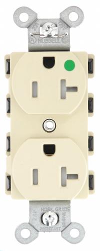HUBBELL Receptacle: Hospital Grade Fed. Spec., Duplex, 5-20R, Ivory, 125V AC, 20 A, 2 Pole / 3 Wire (MPN SNAP8300ITRA)