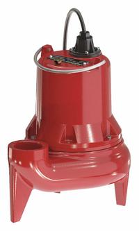 LIBERTY PUMPS Sewage Ejector Pump: Cast Iron, Single Phase, 1/2 hp, 208/230V AC, 24 ft Max. Head (MPN LE52M). Key specifications — Impeller Material: Thermoplastic; Rated Voltage: 208/230V AC; Hazardous Location Class: Not Rated; Brand: LIBERTY PUMPS; Discharge Orientation: Vertical; Switch: Not Included.