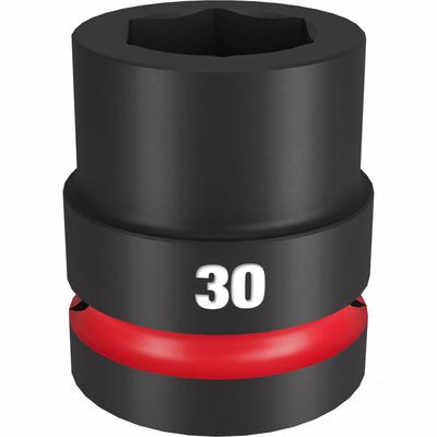 MILWAUKEE Standard Impact Socket: 1 in Drive Size, Metric, 30 mm Socket Size, 6-Point - 1" Drive Impact Sockets