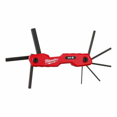 MILWAUKEE Hex Key Set: 1 - 5 Pieces, Folding, Metric, Std End, 1 Pieces, Folding Holder - Folding Key Sets