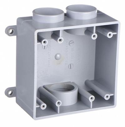 CANTEX Electrical Box: PVC, Rectangular, 2 Gangs, 1 in Hub Size, 35.3 cu in Capacity - PVC & Non-Metallic Weatherproof Electrical Boxes