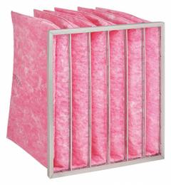 GRAINGER Pocket Air Filter: 24 in x 24 in x 18 in, MERV 13, Pink, Fiberglass, 6 Pockets (MPN 5E848). Key specifications — Display Sell UOM: EA; Brand: GRAINGER; Media Material: Fiberglass; Performance Rating: MERV 13.