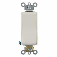 LEVITON Wall Switch: Rocker Switch, Single Pole, Maintained, Light Almond, 120/277V AC, 20 A (MPN 5621-2T). Key specifications — Illuminated: No; Voltage Rating: 120/277V AC.