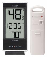 ACURITE Wireless Thermometer: 1%to 99% Humidity Range, Outdoor Temp, Wireless (MPN 02059MA1). Key specifications — Primary Scale: Outdoor Temperature; Secondary Scale: Indoor Temperature/Time; Display Type: Digital; Brand: ACURITE.