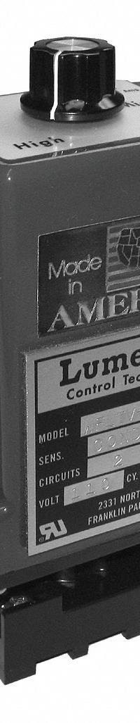 LUMENITE Liquid Level Controller: 24V AC, SPDT, Octal Socket, Relay, 3 in x 2 in x 5 in (MPN WFLTV-SM-201(24)). Key specifications — Voltage Rating: 24V AC; Contact Form: SPDT; Brand: LUMENITE; Output Type: Relay.