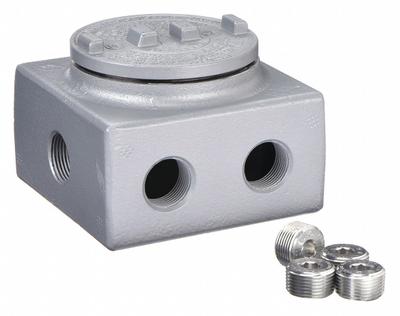 APPLETON ELECTRIC Conduit Outlet Body: Aluminum, Powder Coated, GRSS, 3/4 in Trade Size, 7 Hub Body - Square Body