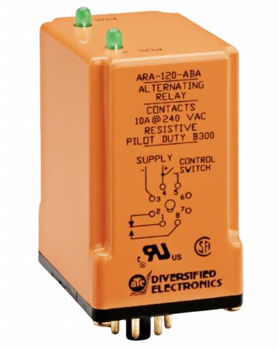 ATC DIVERSIFIED ELECTRONICS Alternating Relay: ARA Series, 120V AC, SPDT, Square - Socket-Mounted Alternating Relays