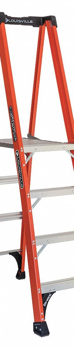 LOUISVILLE LADDER Platform Stepladder: 4 ft Ladder Size, Fiberglass, 375 lb Load Capacity, 26 lb Wt (MPN FXP1804HD). Key specifications — Brand: LOUISVILLE LADDER; Included Features: Plastic Top with Storage.