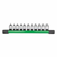 MILWAUKEE 11pc 1/4" Drive Torx Stubby Bit Socket Set: 1 - 25 Pieces, 1/4 in Drive Size, 12 Pieces (MPN 48-22-9533). Key specifications — attr1216280: Fixed Insert; attr1216283: MILWAUKEE; attr1225718: T8 to T50; attr1227491: 1/4 in.