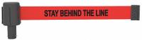 BANNER STAKES Retractable Belt Head: Red, 42 in Overall Ht, 15 ft Belt Lg, 2 1/2 in Belt Wd (MPN PL4050). Key specifications — attr193628: BANNER STAKES; attr983760: No Pattern; attr983762: Stay Behind the Line; attr981605: 15 ft Retractable Belt.