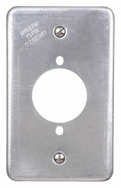 APPLETON ELECTRIC Weatherproof Cover: Aluminum, FD/FS, Round Receptacles, 1 Gangs, No Enclosure (MPN FSK-1R-W-A). Key specifications — Brand: APPLETON ELECTRIC; Color: Gray; Compatible with Product Type: Round Receptacles; Compatible with Series: FS; Mounting Orientation: Vertical.