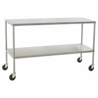 EAGLE GROUP Work Table: Fixed Ht, Stainless Steel, 58 in x 24 in, 175 lb Overall Load Capacity (MPN ITU2458). Key specifications — Unit Type: Not Expandable or Modular; For Environment: Medical; Assembly: Fully Assembled; Wheel Type: Solid; Wheel Material: Resilient; Mobility: Casters; Height Adjustability: Fixed Height; Caster Type: (4) Swivel.