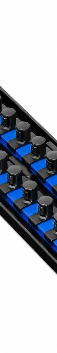 ERNST MANUFACTURING Socket Organizer: Blue, 3 5/8 in Overall Wd, 22 Posts/Slots, Sockets (MPN 8497). Key specifications — attr1125333: (22) Socket Clips; attr1125346: ERNST MANUFACTURING; attr1125347: Blue; attr1136588: Sockets; attr1125364: Socket Bit Tray.