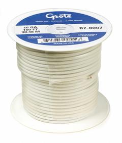GROTE Automotive Wire: GXL, 100 ft, 1 Conductor, 18 AWG, White, 60 V Volt (MPN 87-9207). Key specifications — Brand: GROTE.