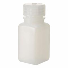NALGENE Laboratory Bottle: 60 mL, 2 fl oz, HDPE, Natural, 28 mm Screw Closure Size, Square, Unlined (MPN 2114-0002). Key specifications — Body Color: Natural; Brand: NALGENE; Closure Included: Yes; Graduated: No; Closure Attached: Attached.