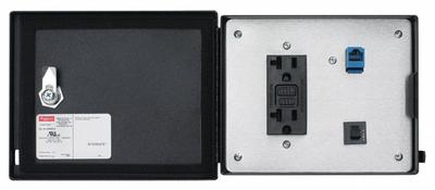 NVENT HOFFMAN Data Interface Port: Steel, 120V Duplex Receptacle/RJ45 - Ethernet/ProfiNet Panel Interface