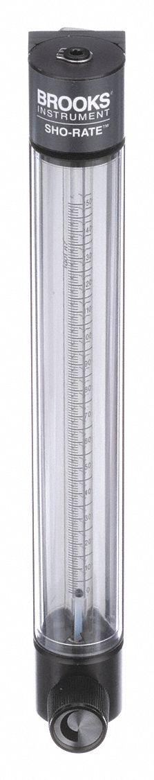 BROOKS Mechanical Flowmeter: Flow Meter, Scale, Variable Area, Panel Mount, Vertical, Liters, FNPT (MPN 1255AR1011MRSVV). Key specifications — Display Type: Scale; O-Ring Material: Viton; Includes Flow Rate Adjustment Knob: Yes; Includes Pressure Guage: No; Mounting Orientation: Vertical; Unit Of Measure: Liters; Brand: BROOKS; Accuracy: +/-3%.