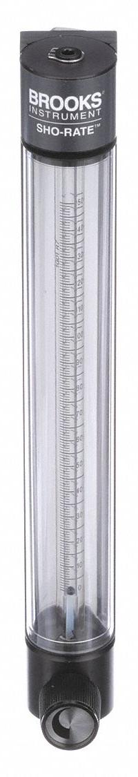 BROOKS Mechanical Flowmeter: Flow Meter, Scale, Variable Area, Panel Mount, Vertical, Liters, FNPT (MPN 1255AR1011MRSVV). Key specifications — Display Type: Scale; O-Ring Material: Viton; Includes Flow Rate Adjustment Knob: Yes; Includes Pressure Guage: No; Mounting Orientation: Vertical; Unit Of Measure: Liters; Brand: BROOKS; Accuracy: +/-3%.