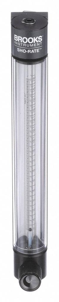 BROOKS Mechanical Flowmeter: Flow Meter, Scale, Variable Area, Panel Mount, Vertical, Liters, FNPT (MPN 1255AR1011MRSVV). Key specifications — Display Type: Scale; O-Ring Material: Viton; Includes Flow Rate Adjustment Knob: Yes; Includes Pressure Guage: No; Mounting Orientation: Vertical; Unit Of Measure: Liters; Brand: BROOKS; Accuracy: +/-3%.