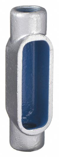 Conduit Outlet Body: Iron, 1 in Trade Size, C Body, 10.6 cu in Body Capacity, Threaded Hub (MPN C37). Key specifications — Finish: Zinc Plated with Powder Coated; For Use With: IMC; Brand: THOMAS & BETTS; Hub Style: Threaded.