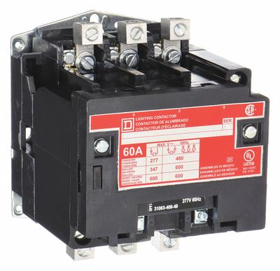 SQUARE D Lighting Magnetic Contactor: 3 Poles, 277V AC - Electrically Held Lighting Contactors