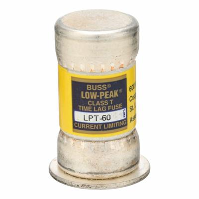 BUSSMANN Fuse: Class T, LPT Series, Time-Delay, 60 A, 600 V AC, 300 V DC - Time-Delay Cylindrical Fuses