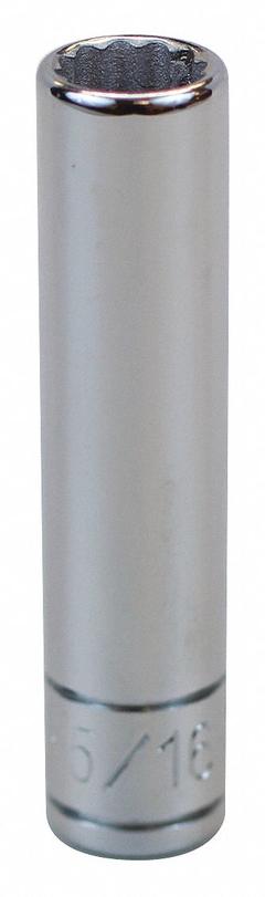 SK PROFESSIONAL TOOLS Socket: SAE, 1/4 in Drive Size, 9/32 in Socket Size, 12-Point, Deep, Chrome (MPN 44909). Key specifications — attr1204417: SK PROFESSIONAL TOOLS; attr1204392: Chrome.