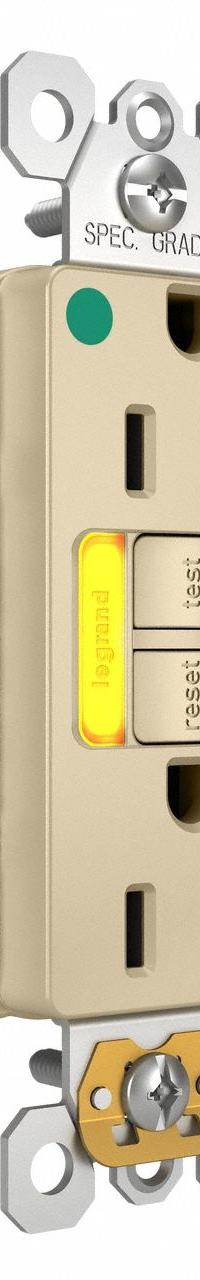 LEGRAND GFCI: Hospital Grade, Duplex, 5-20R, Ivory, GFCI, 125V AC, 20 A, 2 Pole / 3 Wire (MPN 2097HGTRPIAMBI)